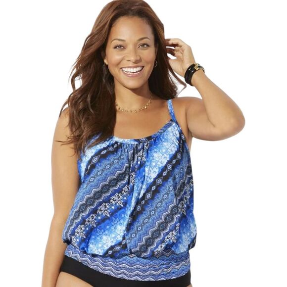 Swimwear for All Blouson Tankini Top - Picture 1 of 9